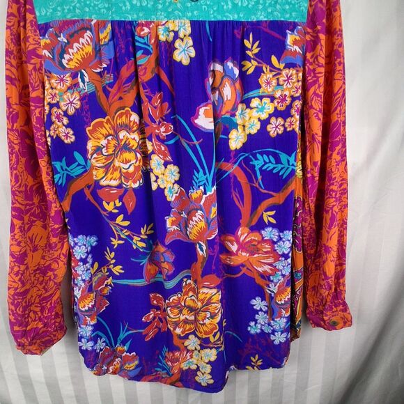 Soft Surrounding Multicolor Multi-print Button Front Shirt w/Embroidery Size M - Picture 7 of 10